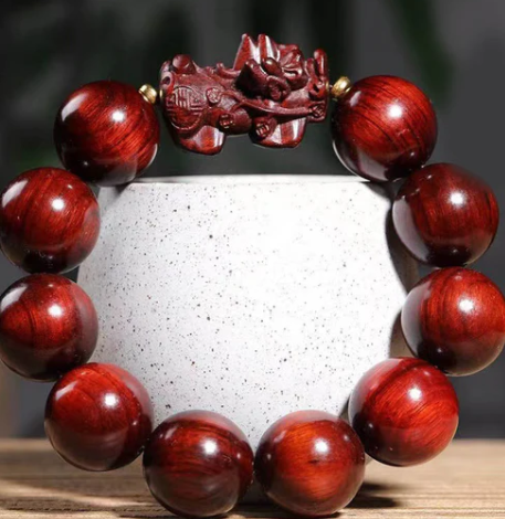 北京香灰琉璃手串粉瓷九尾狐金箔好运手链 - 图片 2