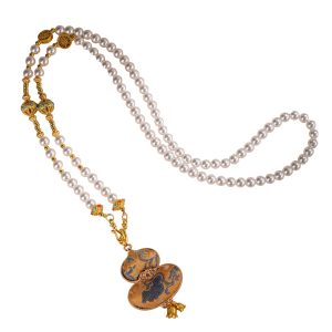 Alternative view of Song Brocade Gourd Fulu Pendant Necklace, Vintage Freshwater Pearl Sweater Chain, Handmade Cultural Creative Ethnic Jewelry for Women, Lucky Blessing Gift