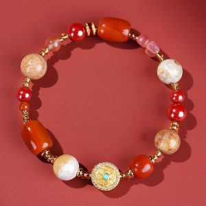 Elevate your spiritual journey with this handcrafted multi-gem bracelet, featuring natural red agate, coral jade, and cinnabar. A perfect blend of New Chinese style and boho charm, this healing crystal bracelet brings balance, protection, and timeless elegance for everyday wear or gifting.