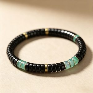 Order - Black Coconut Shell & Jade Bracelet