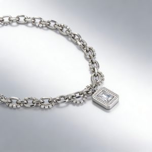Alternative view of Starlight Sugar Cube Titanium Steel Clavicle Chain