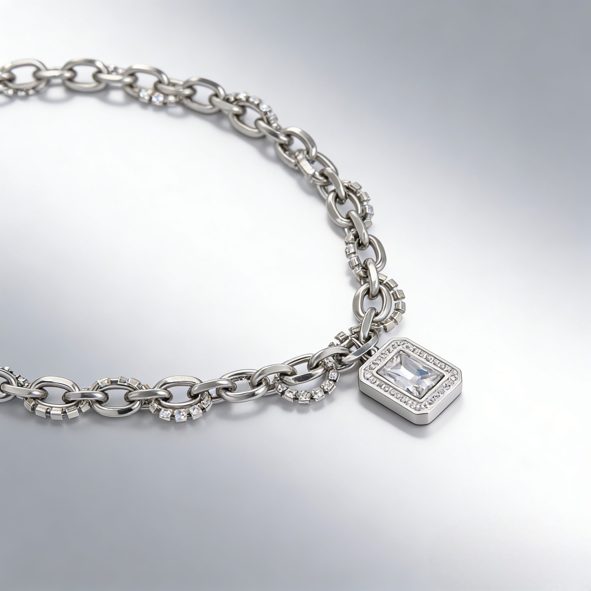 Starlight Sugar Cube Titanium Steel Clavicle Chain - 图片 2