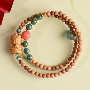 Sandalwood Zajiram Jade Double Strand Bracelet