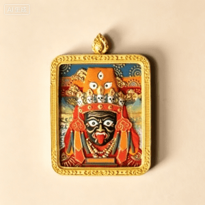 Hand-Painted Tibetan Thangka Pendant of Goddess Dolma