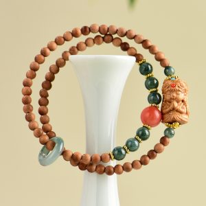 Alternative view of Sandalwood Zajiram Jade Double Strand Bracelet