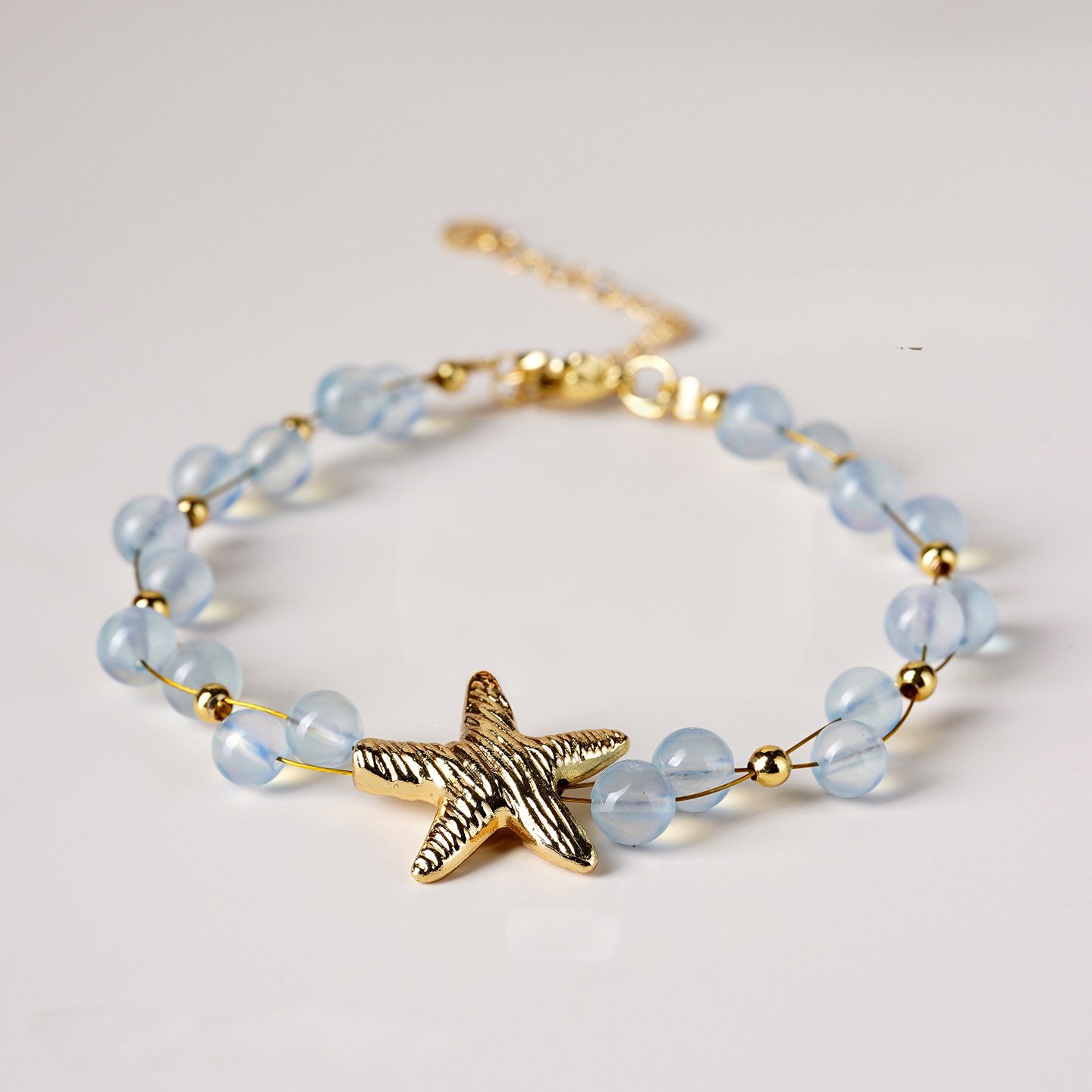 Natural Aquamarine Bead Bracelet