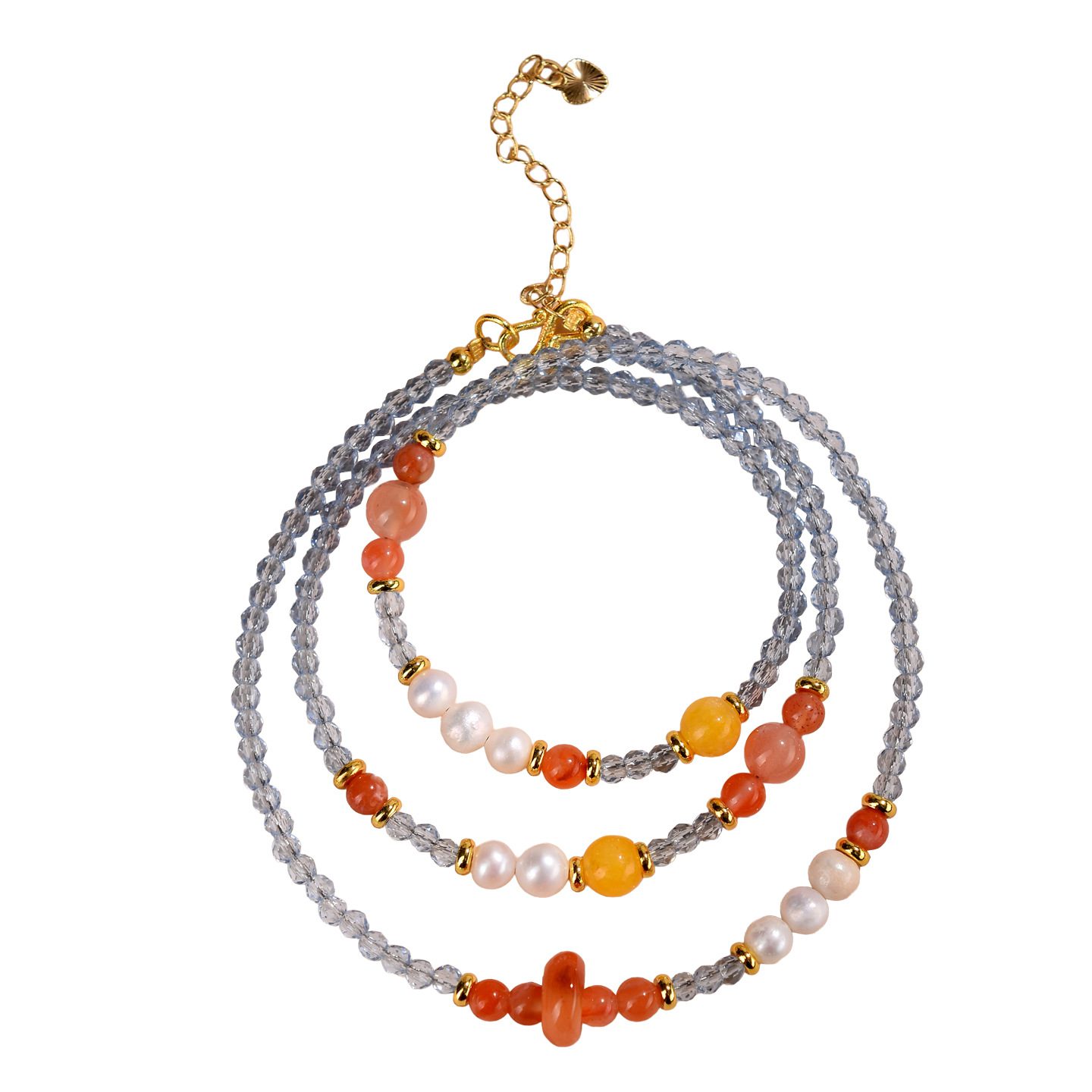 3-Layer Blue Spinel Wrap Bracelet Necklace - 图片 3