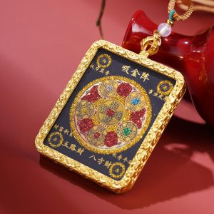 Alternative view of Tibetan Wealth Attraction Thangka Amulet Pendant with Ga'u Box, Feng Shui Wealth Symbol Necklace for Women, Good Luck Prosperity Spiritual Jewelry for Daily & Gifting