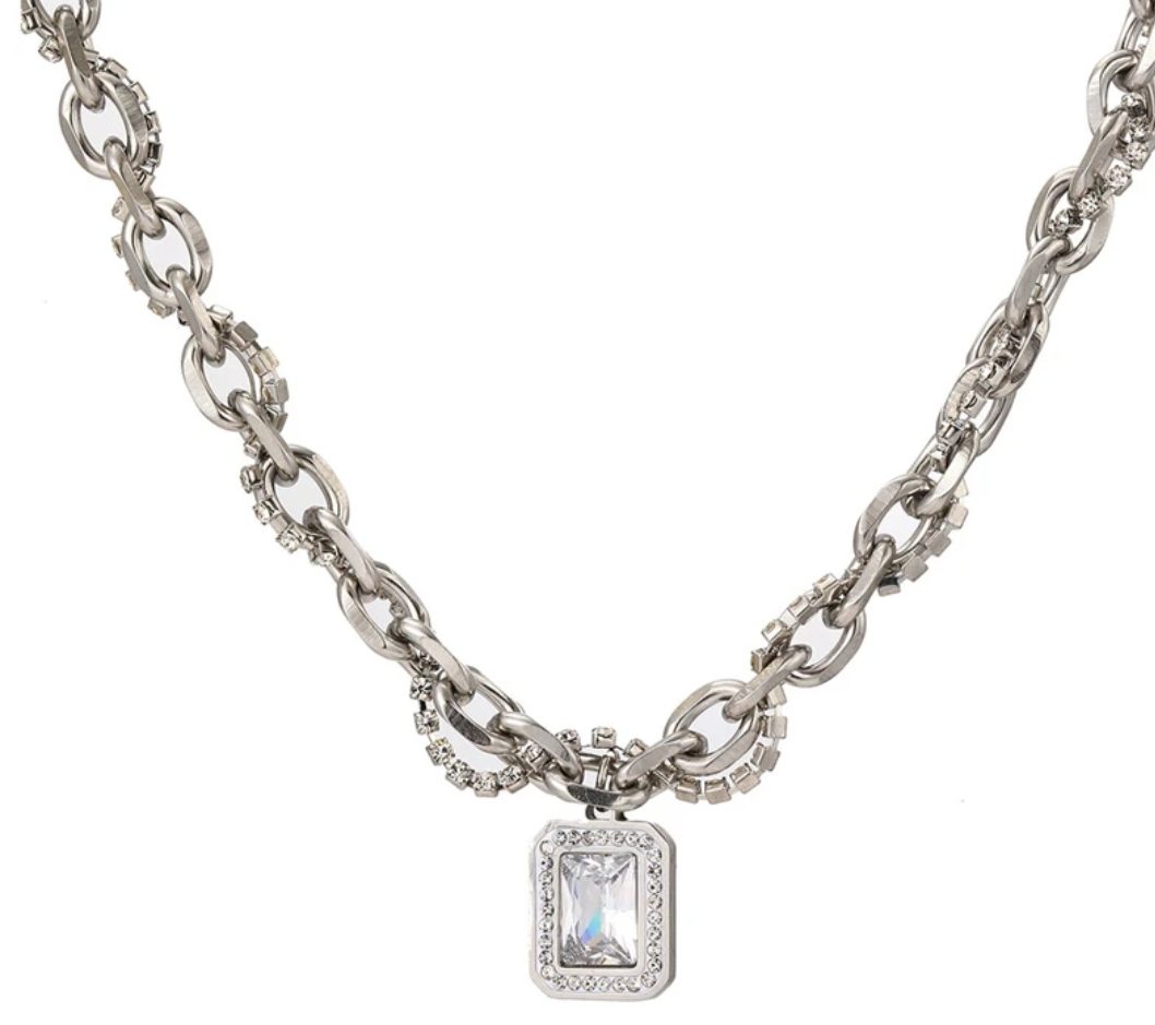 Starlight Sugar Cube Titanium Steel Clavicle Chain - 图片 5