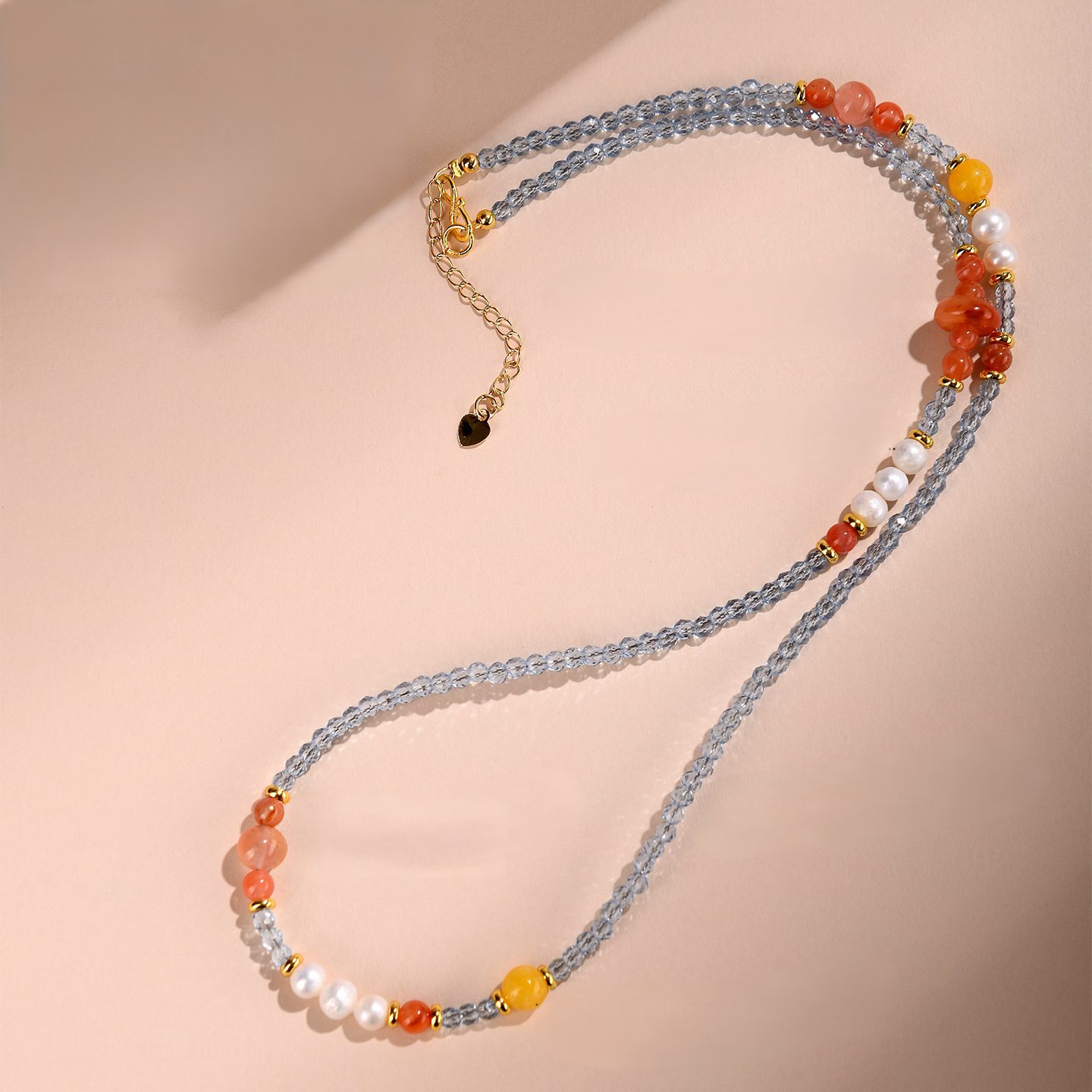 3-Layer Blue Spinel Wrap Bracelet Necklace - 图片 4