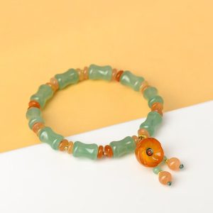 Alternative view of Natural Green Aventurine Bamboo Bracelet