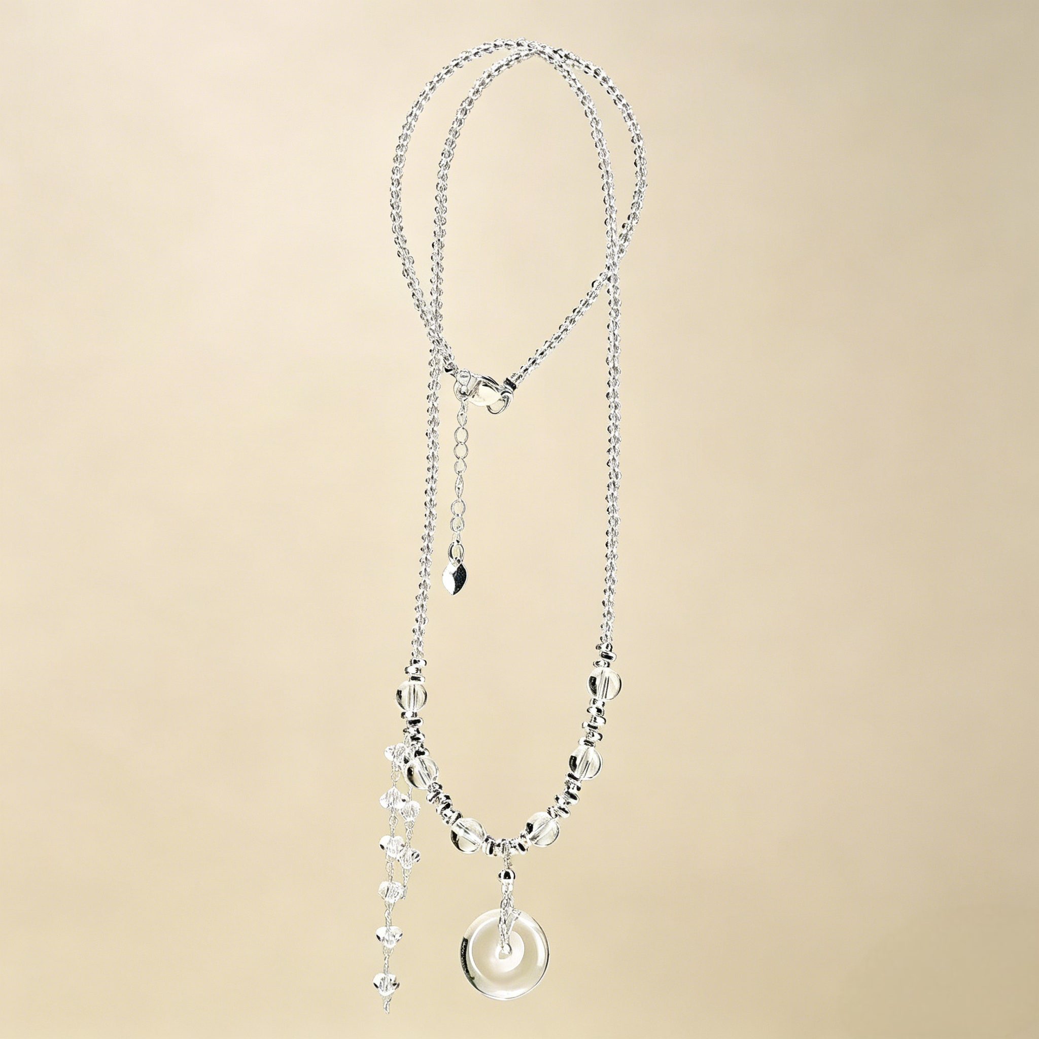 Natural Clear Quartz Ping An Kou Pendant Necklace - 图片 2