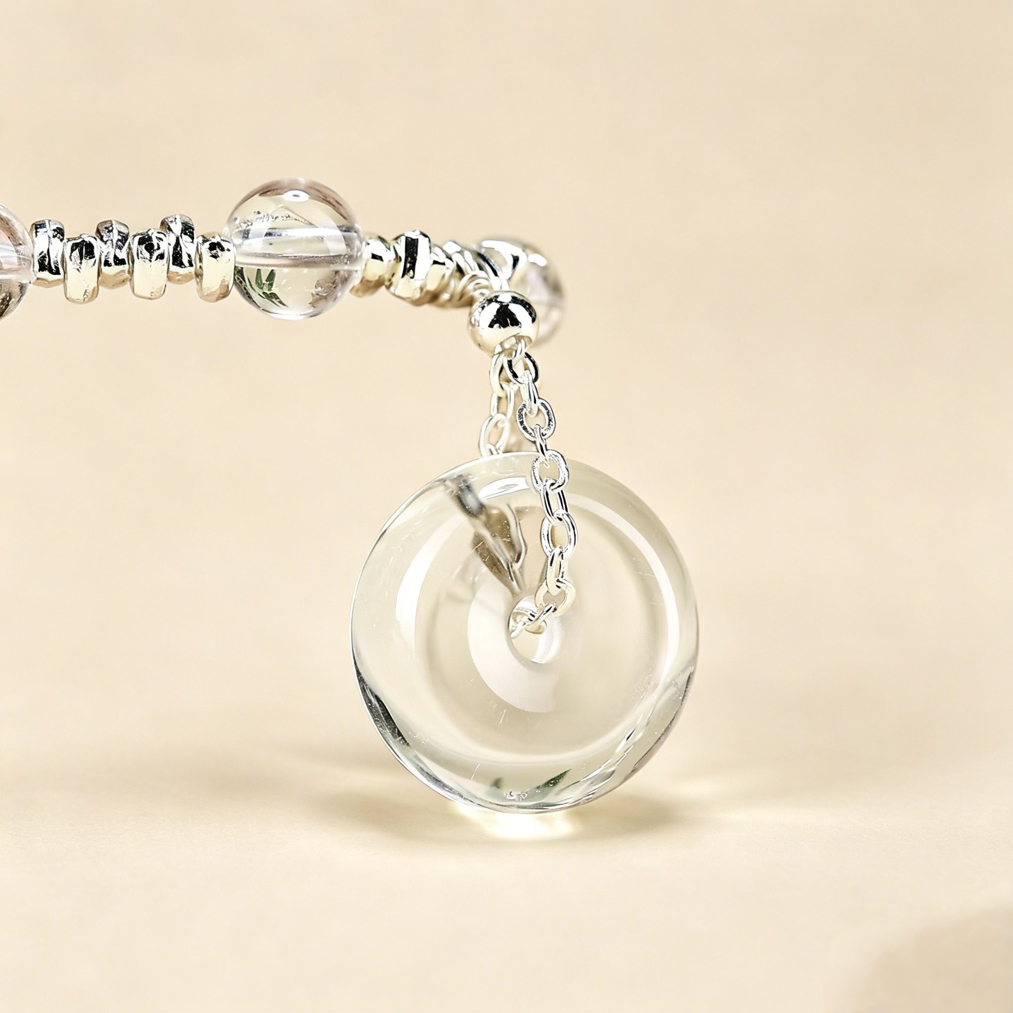 Natural Clear Quartz Ping An Kou Pendant Necklace - 图片 3