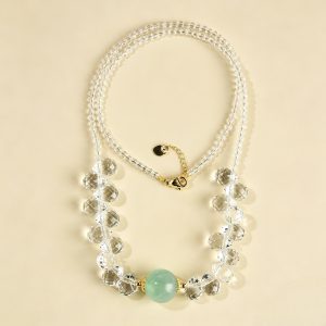 Green Fluorite & Faceted Crystal Choker Necklace