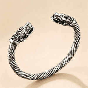 Nordic Retro Dragon Head Open Cuff Bracelet For Men