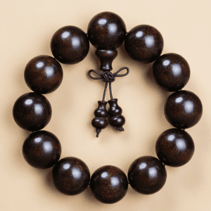 Alternative view of Small-Leaf Red Sandalwood Bracelet - 2.0 High Density Gold Star Beads