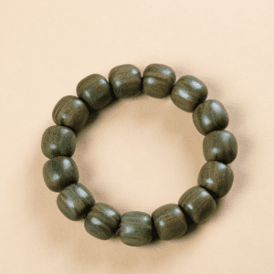Alternative view of Premium Green Sandalwood Barrel Bead Bracelet