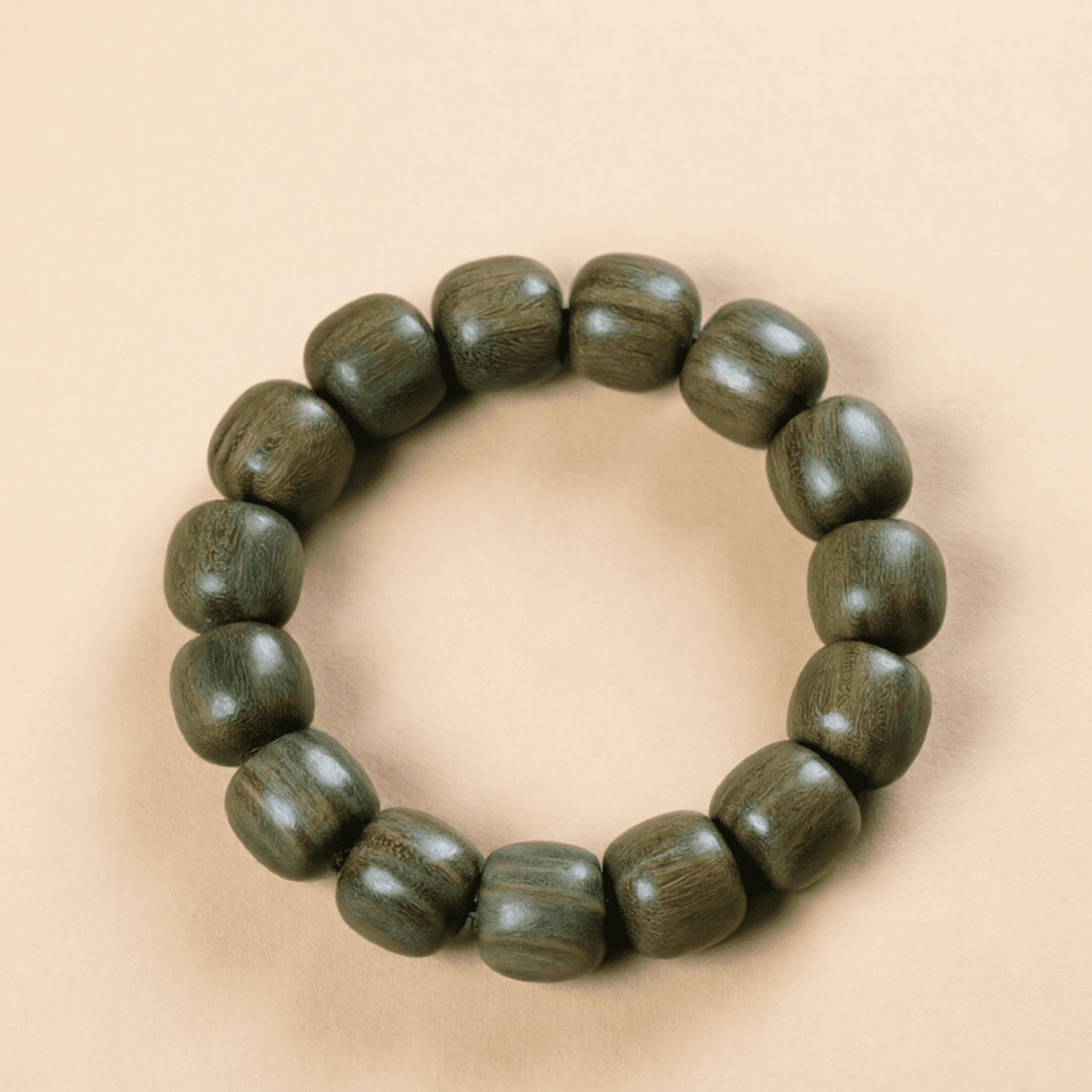 Premium Green Sandalwood Barrel Bead Bracelet